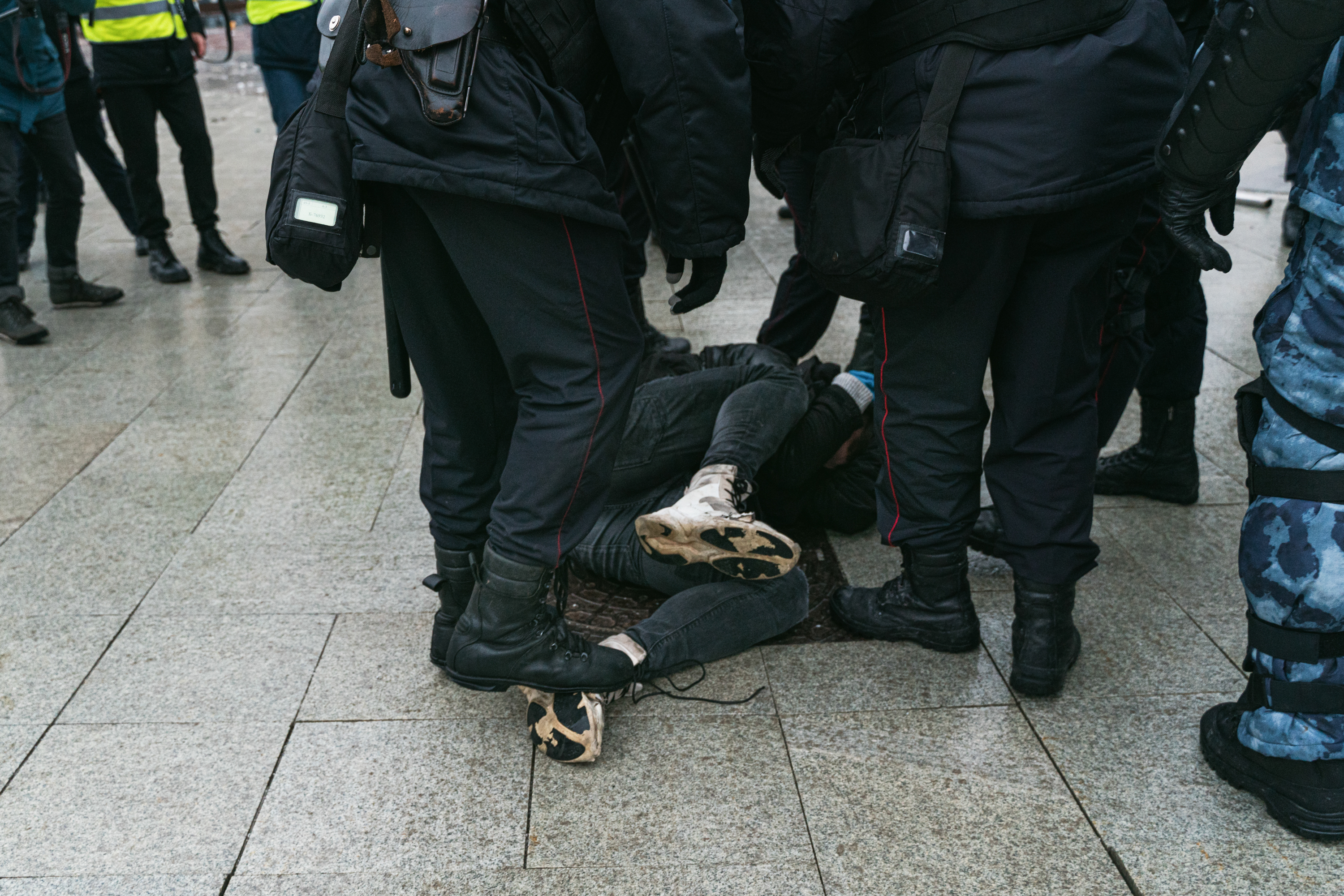 Задержание на акции «Свободу Навальному!» в Москве, Пушкинская площадь, 23 января 2021 года / Фото: Наталия Буданцева для ОВД-Инфо